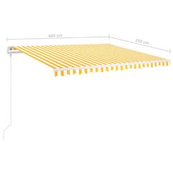 Manuell uttrekkbar markise med LED 4×3,5 m gul og hvit
