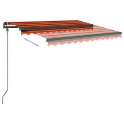 Manuell uttrekkbar markise med LED 3×2,5 m oransje og brun