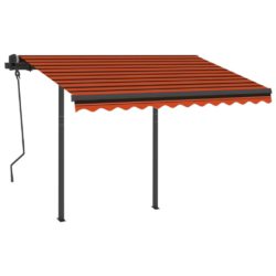 Automatisk uttrekkbar markise med stolper 3,5×2,5m oransje brun