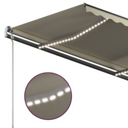 Automatisk markise med LED og vindsensor 3,5×2,5 cm kremhvit