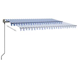 Automatisk markise med vindsensor og LED 4×3 m blå og hvit