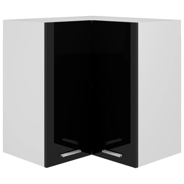 vidaXL Hengende hjørneskap høyglans svart 57x57x60 cm sponplate