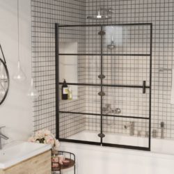 Leddet dusjdør ESG 120×140 cm svart