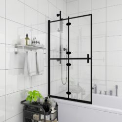Leddet dusjdør ESG 120×140 cm svart