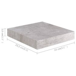 Flytende vegghyller 2 stk betonggrå 23×23,5×3,8 cm MDF