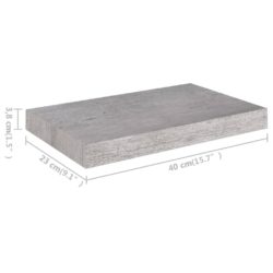 Flytende vegghyller 2 stk betonggrå 40x23x3,8 cm MDF