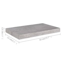 Flytende vegghyller 2 stk betonggrå 50x23x3,8 cm MDF