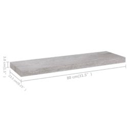 Flytende vegghyller 2 stk betonggrå 80×23,5×3,8 cm MDF