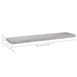 Flytende vegghyller 4 stk betonggrå 90×23,5×3,8 cm MDF