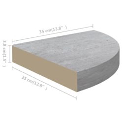 Hjørnehylle vegghengt betonggrå 35x35x3,8 cm MDF