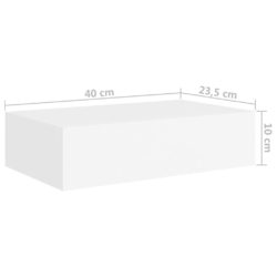 Veggmontert skuffehylle hvit 40×23,5×10 cm MDF
