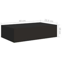 Veggmontert skuffehylle svart 40×23,5×10 cm MDF