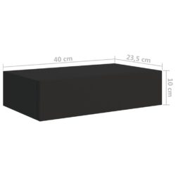 Veggmonterte skuffehyller 2 stk svart 40×23,5×10 cm MDF