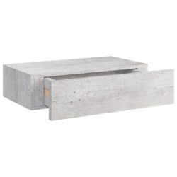 Veggmontert skuffehylle betonggrå 40×23,5×10 cm MDF