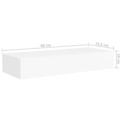 Veggmontert skuffehylle hvit 60×23,5×10 cm MDF