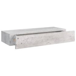 Veggmontert skuffehylle betonggrå 60×23,5×10 cm MDF