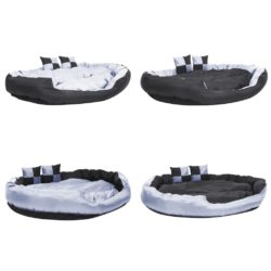 Vendbar og vaskbar hundepute grå og svart 150x120x25 cm
