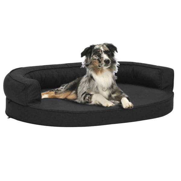 vidaXL Ergonomisk hundeseng med linutseende 75×53 cm svart