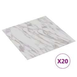 Selvklebende gulvplanker 20 stk PVC 1,86 m² hvit marmor