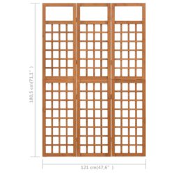 vidaXL Romdeler/espalier 3 paneler heltre gran 121×180,5 cm