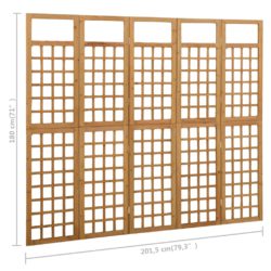 Romdeler/espalier 5 paneler heltre gran 201,5×180 cm