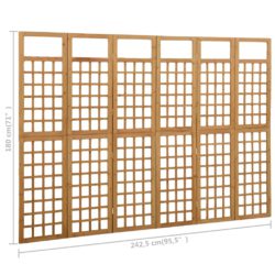 Romdeler/espalier 6 paneler heltre gran 242,5×180 cm