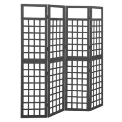 vidaXL Romdeler/espalier 4 paneler heltre gran svart 161×180 cm