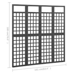 Romdeler/espalier 4 paneler heltre gran svart 161×180 cm