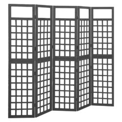 vidaXL Romdeler/espalier 5 paneler heltre svart 201,5×180 cm