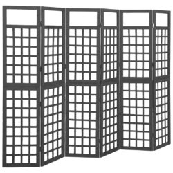vidaXL Romdeler/espalier 6 paneler heltre svart 242,5×180 cm