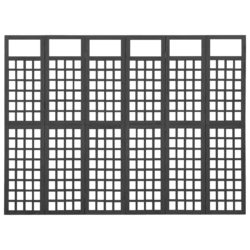Romdeler/espalier 6 paneler heltre svart 242,5×180 cm
