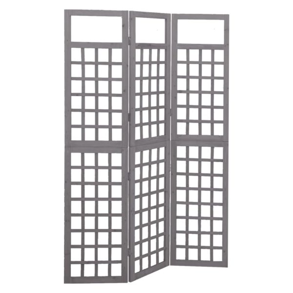 vidaXL Romdeler/espalier 3 paneler heltre gran grå 121×180 cm