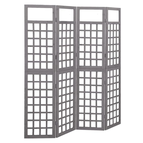 vidaXL Romdeler/espalier 4 paneler heltre gran grå 161×180 cm