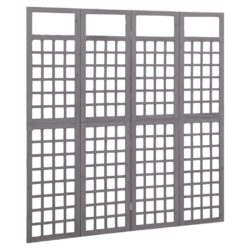 Romdeler/espalier 4 paneler heltre gran grå 161×180 cm