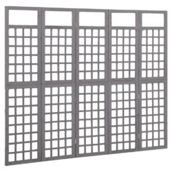 Romdeler/espalier 5 paneler heltre gran grå 201,5×180 cm