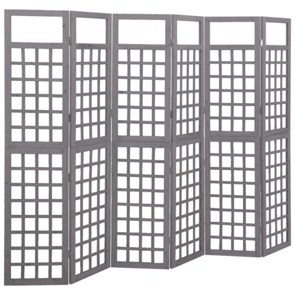 Romdeler/espalier 6 paneler heltre gran grå 242,5×180 cm