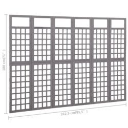 Romdeler/espalier 6 paneler heltre gran grå 242,5×180 cm