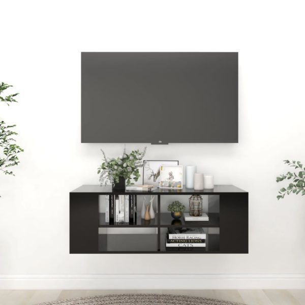 vidaXL Vegghengt TV-benk svart 102x35x35 cm sponplate