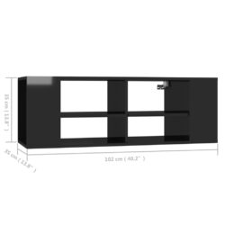 Vegghengt TV-benk høyglans svart 102x35x35 cm sponplate