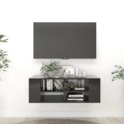 vidaXL Vegghengt TV-benk høyglans svart 102x35x35 cm sponplate