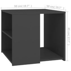 Sidebord grå 50x50x45 cm sponplate