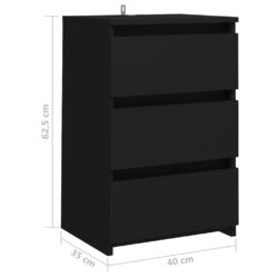 Nattbord svart 40x35x62,5 cm sponplate