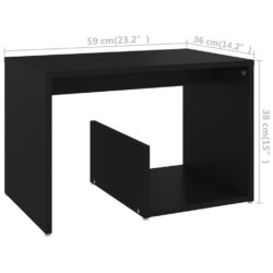 Sidebord svart 59x36x38 cm sponplate