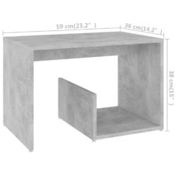 Sidebord betonggrå 59x36x38 cm sponplate