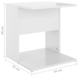 Sidebord høyglans hvit 45x45x48 cm sponplate