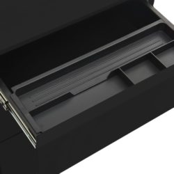 Mobilt arkivskap svart 39x45x60 cm stål