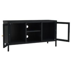 TV-benk svart 105x35x52 cm stål og glass
