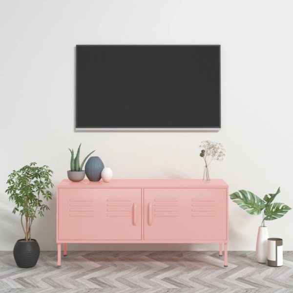 TV-benk rosa 105x35x50 cm stål