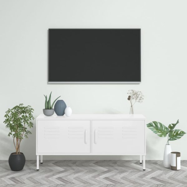vidaXL TV-benk hvit 105x35x50 cm stål
