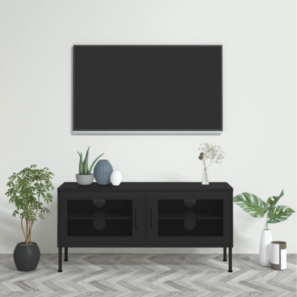 TV-benk svart 105x35x50 cm stål